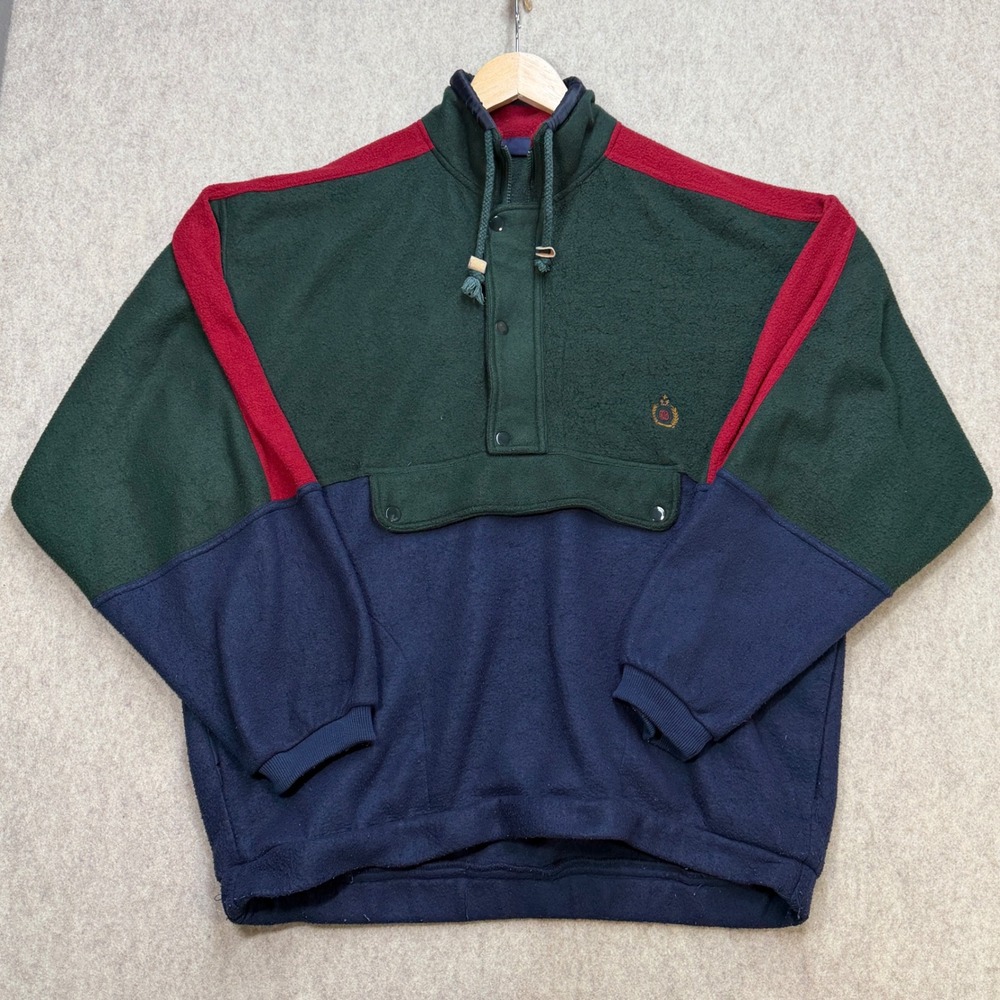 Bugle Boy Vintage 90s Mens L Multi Colorblock Gorpcore Fleece Pullover Jacket